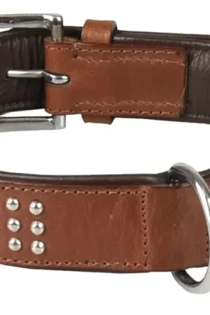 Weekendaanbieding Flamingo Halsband Sedona Leder+Fitting Bruin S/M 31-35 cm 33 mm